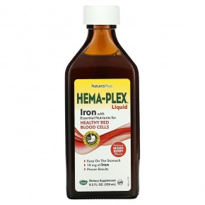 NaturesPlus, Hema-Plex® Liquid, железо и необходимые питательные вещества, ягодное ассорти, 250 мл (8,5 жидк. унц.) в Москве - eco-herb.ru | фото