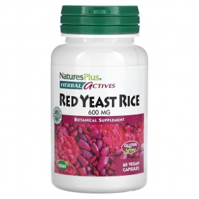 NaturesPlus, Herbal Actives, Red Yeast Rice, 600 mg, 60 Vegan Capsules в Москве - eco-herb.ru | фото