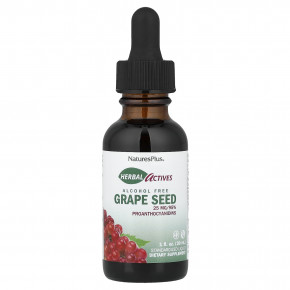 NaturesPlus, Herbal Actives, виноградные косточки, без спирта, 30 мл (1 жидк. унция) - описание | фото