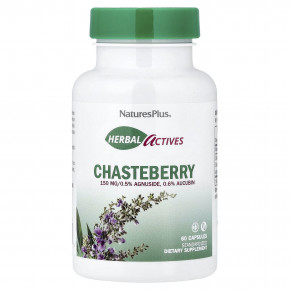 NaturesPlus, Herbal Actives, витекс, 150 мг, 60 капсул - описание | фото