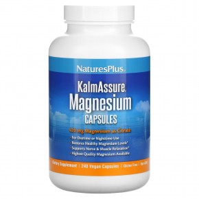 NaturesPlus, KalmAssure, магний, 420 мг, 240 веганских капсул (105 мг в 1 капсуле) - описание