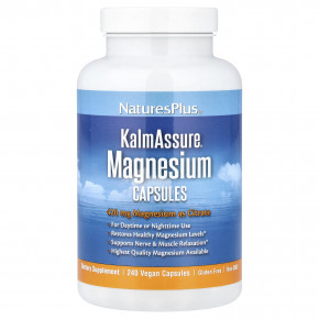 NaturesPlus, KalmAssure®, магний, 240 веганских капсул (105 мг в 1 капсуле) - описание | фото