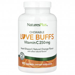 NaturesPlus, Love Buffs, жевательные таблетки, витамин C, натуральный апельсиновый вкус, 90 жевательных таблеток - описание | фото