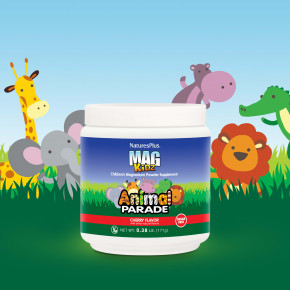 NaturesPlus, Mag Kidz, Animal Parade, добавка с магнием в виде порошка для детей, вкус вишни, 171 г (0,38 фунта) в Москве - eco-herb.ru | фото