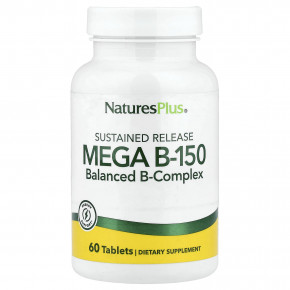 NaturesPlus, Mega B150, витамин B с длительным высвобождением, 60 таблеток - описание | фото