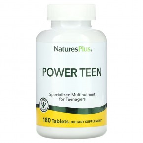 NaturesPlus, Power Teen, мультивитамины и минералы для подростков, 180 таблеток - описание