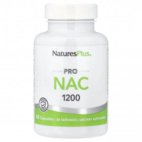 NaturesPlus, Pro, NAC 1200, 60 капсул (600 мг в 1 капсуле) - описание | фото