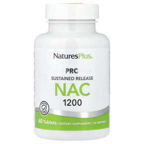 NaturesPlus, Pro NAC 1200, длительное высвобождение, 60 таблеток (600 мг в 1 таблетке) - описание | фото