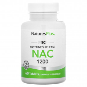 NaturesPlus, Pro NAC 1200, замедленное высвобождение, 1200 мг, 60 таблеток (600 мг на таблетку) - описание | фото