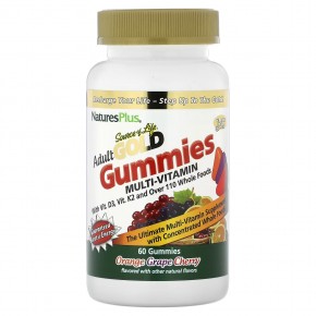 NaturesPlus, Source of Life, Gold Gummies, мультивитамины для взрослых, апельсин, виноград, вишня, 60 жевательных таблеток в Москве - eco-herb.ru | фото