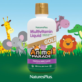 NaturesPlus, Source of Life, Animal Parade, Gold Liquid, мультивитамины для детей в жидкой форме, вкус тропических ягод, 887,10 мл (30 жидк. унций) в Москве - eco-herb.ru | фото