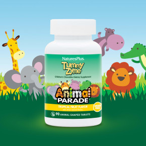 NaturesPlus, Source of Life, Animal Parade, Tummy Zyme с активными ферментами, цельными продуктами и пробиотиками, натуральный вкус тропических фруктов, 90 таблеток в форме животных в Москве - eco-herb.ru | фото