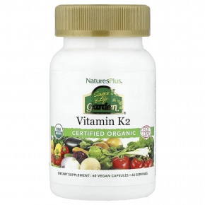 NaturesPlus, Source of Life® Garden, витамин K2, 60 веганских капсул - описание | фото
