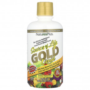 NaturesPlus, Source of Life, Gold Liquid, мультивитаминная добавка, тропические фрукты, 887,1 мл (30 жидк. унций) в Москве - eco-herb.ru | фото