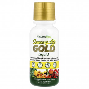NaturesPlus, Source of Life, Gold® Liquid, тропические фрукты, 240 мл (8 жидк. Унций) - описание | фото