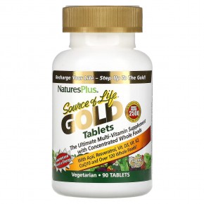 NaturesPlus, Source of Life Gold, The Ultimate Multi-Vitamin Supplement, 90 таблеток - описание