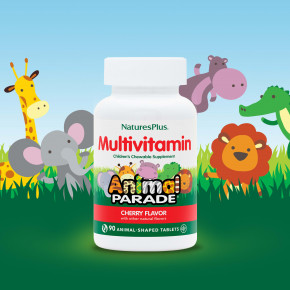 NaturesPlus, Source of Life, Animal Parade Gold, жевательные мультивитамины с микроэлементами для детей, со вкусом вишни, 90 таблеток в форме животных в Москве - eco-herb.ru | фото