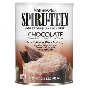 NaturesPlus, Spiru-Tein, энергетическая добавка с высоким содержанием протеина, со вкусом шоколада, 952 г (2,1 фунта) - описание