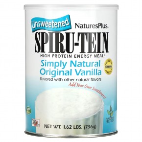 NaturesPlus, Spiru-Tein, питательная добавка с высоким содержанием белка, без сахара, со вкусом натуральной ванили, 740 г (1,63 фунта) - описание