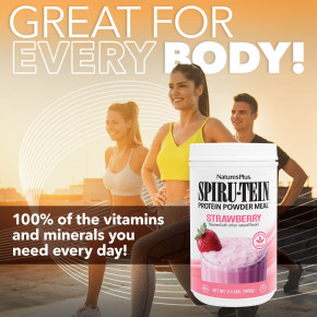 NaturesPlus, Spiru-Tein®, протеиновый порошок, со вкусом клубники, 1088 г (2,4 фунта) в Москве - eco-herb.ru | фото