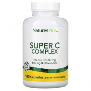 NaturesPlus, Суперкомлекс витаминов С, 180 растительных капсул - описание