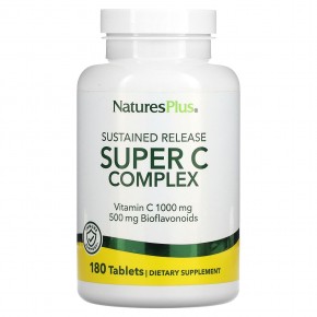 NaturesPlus, суперкомплекс с витамином C длительного высвобождения, 180 таблеток - описание