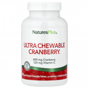 NaturesPlus, Ultra Chewable Cranberry®, 90 жевательных таблеток в форме сердца - описание | фото