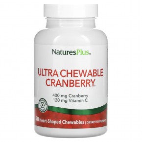 NaturesPlus, Ultra Chewable Cranberry с витамином C, клюква / клубника, 90 жевательных ягод - описание