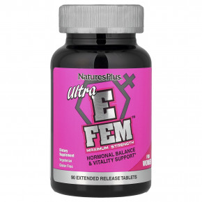 NaturesPlus, Ultra E Fem™ для женщин, максимальная сила действия, 90 таблеток с замедленным высвобождением - описание | фото