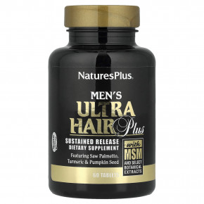NaturesPlus, Ultra Hair® Plus для мужчин, с МСМ и некоторыми растительными экстрактами, 60 таблеток - описание | фото