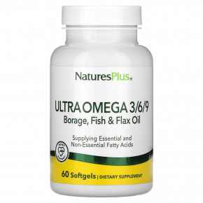 NaturesPlus, Ultra Omega 3/6/9, 60 мягких таблеток - описание