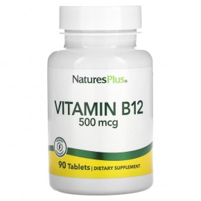 NaturesPlus, Витамин B12, 500 мкг, 90 таблеток - описание