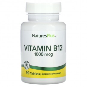 NaturesPlus, Витамин B12, 1000 мкг, 90 таблеток - описание
