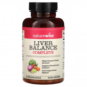 NatureWise, Liver Balance Complete, 60 вегетарианских капсул - описание | фото