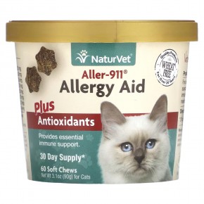NaturVet, Aller-911, средство от аллергии с антиоксидантами, для кошек, 60 жевательных таблеток, 90 г (3,1 унции) в Москве - eco-herb.ru | фото