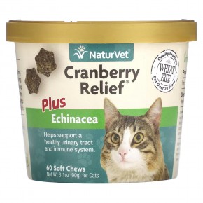 NaturVet, Cranberry Relief, добавка для здоровья мочевыводящих путей с эхинацеей, для кошек, 60 жевательных таблеток, 90 г (3,1 унции) в Москве - eco-herb.ru | фото