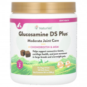 NaturVet, Glucosamine DS Plus, с хондроитином и МСМ, для собак и кошек, уровень 2, 120 мягких жевательных таблеток, 288 г (10,1 унции) в Москве - eco-herb.ru | фото