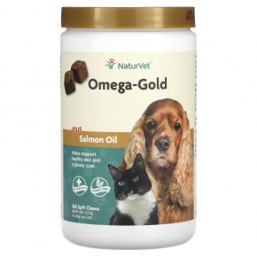NaturVet, Omega-Gold с жиром лосося, добавка для собак и котов, улучшение состояния кожи и шерсти, 180 мягких жевательных таблеток в Москве - eco-herb.ru | фото