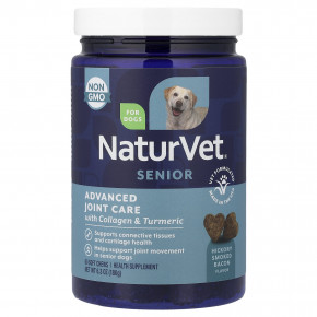 NaturVet, улучшенная формула для суставов, с коллагеном и куркумой, для собак, бекон, копченый на дровах пекана, 60 мягких жевательных таблеток, 180 г (6,3 унции) - описание | фото