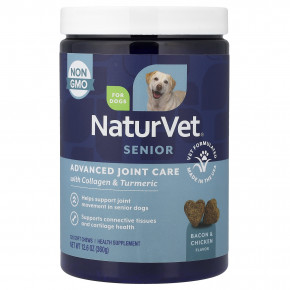 NaturVet, улучшенная формула для здоровья суставов, с коллагеном и куркумой, для собак, бекон и курица, 120 жевательных таблеток, 360 г (12,6 унции) - описание | фото