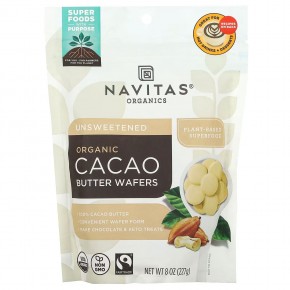 Navitas Organics, Вафли с органическим маслом какао, несладкие, 227 г (8 унций) в Москве - eco-herb.ru | фото