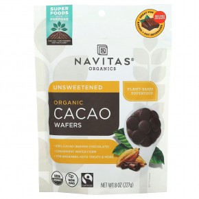 Navitas Organics, Органические какао-вафли, несладкие, 227 г (8 унций) - описание