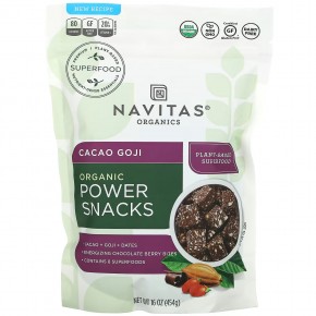 Navitas Organics, Organic Power Snacks, какао и годжи, 454 г (16 унций) в Москве - eco-herb.ru | фото