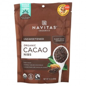 Navitas Organics, Органические кусочки какао-бобов, 454 г - описание