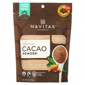 Navitas Organics, Органический какао-порошок, 227 г (8 унций) - описание