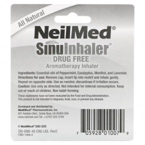 NeilMed, SinuInhaler, ароматерапевтический ингалятор, без лекарств, 2 ингалятора, 0,4 г (0,014 унции) в Москве - eco-herb.ru | фото