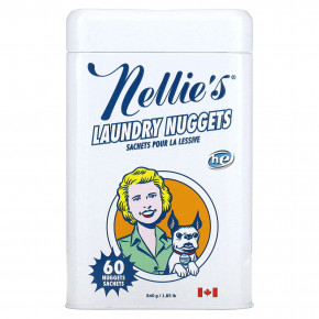 Nellie's, Laundry Nuggets, Unscented, 60 Loads, 1.85 lb (840 g) - описание