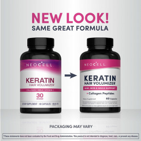 NeoCell, Кератиновое средство для увеличения объема волос + пептиды коллагена, 60 капсул в Москве - eco-herb.ru | фото