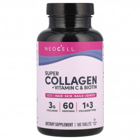 NeoCell, Super Collagen, коллаген с витамином C и биотином, 180 таблеток в Москве - eco-herb.ru | фото