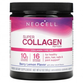 NeoCell, пептиды коллагена от коров травяного откорма, со вкусом ягод и лимона, 190 г (6,7 унции) - описание